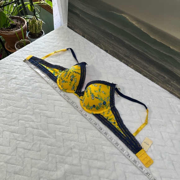 Nwt $44 Aerie American Eagle Katie Lightly Lined T Shirt Bra Yellow Blue 36B - Picture 5 of 11